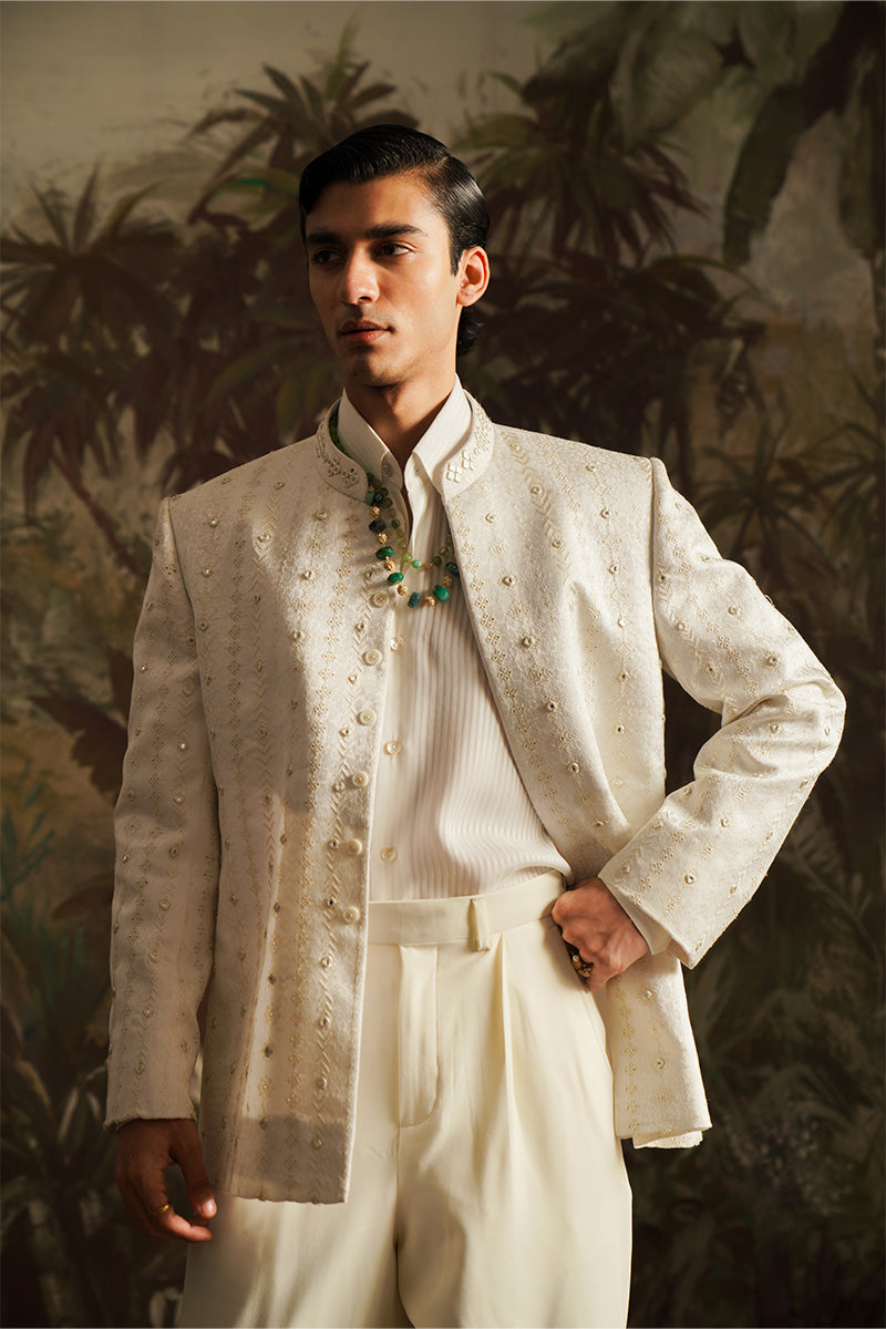 Men's Self Work Bandhgala Suit