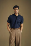 Navy Blue Embroidered Polo