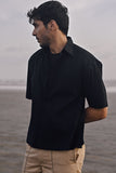 SELF TEXTURED BLACK COTTON SHIRT