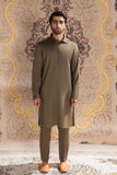 OLIVE GREEN LINEN KURTA AND TROUSERS